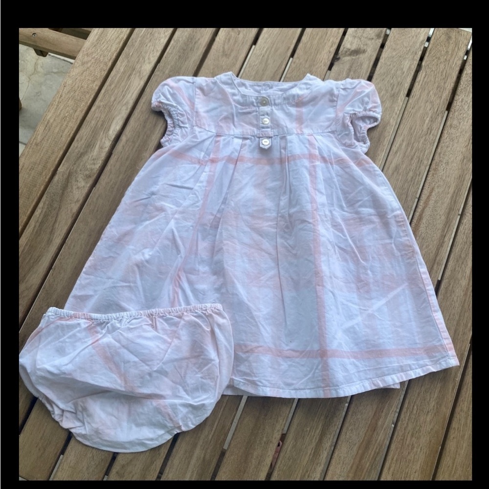 Burberry Baby kid set Dress + pants 3/6 months short sleeves pink light spot